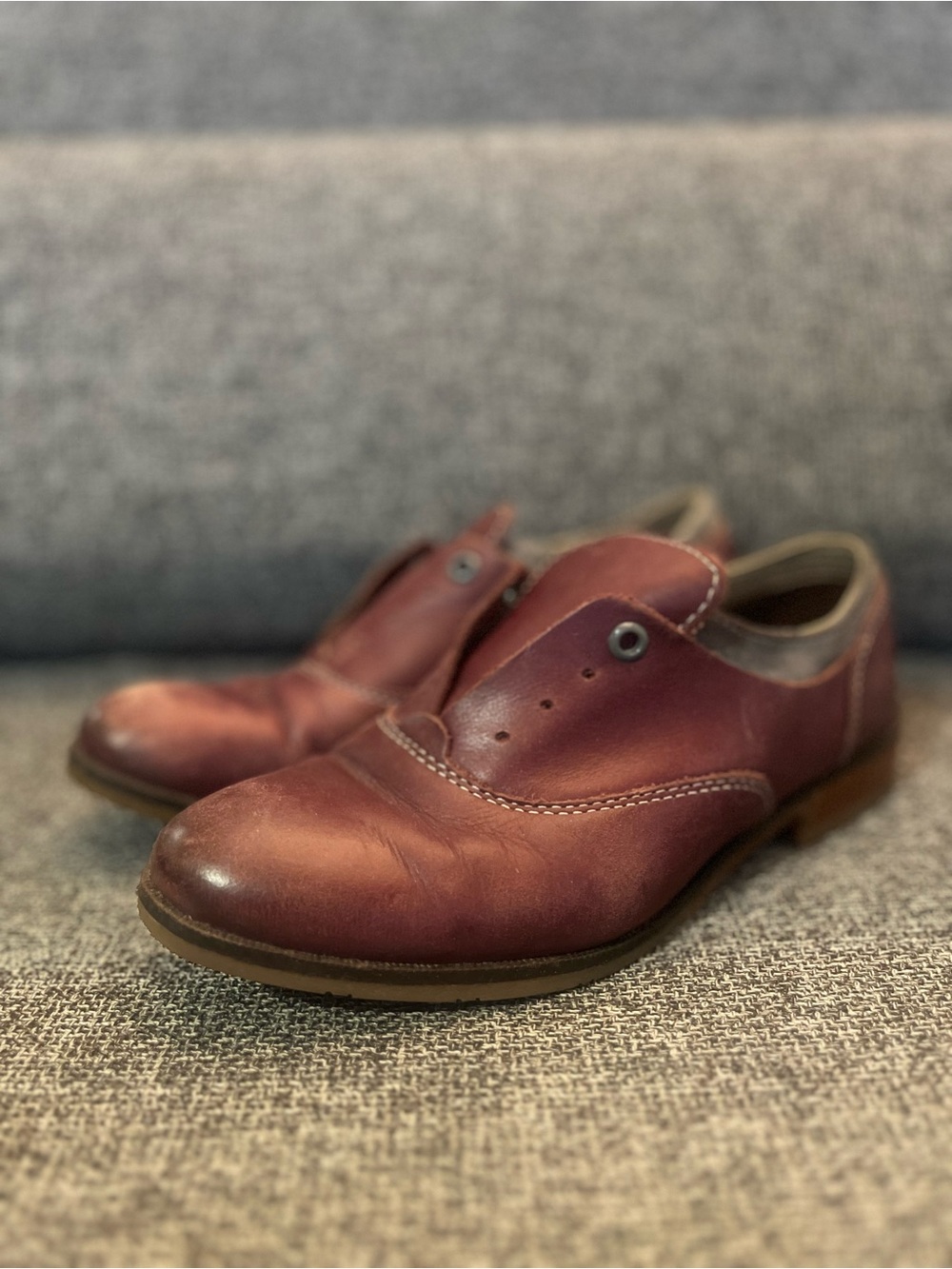 Hush Puppies Women's Burgundy Leather Slip-On Loafers